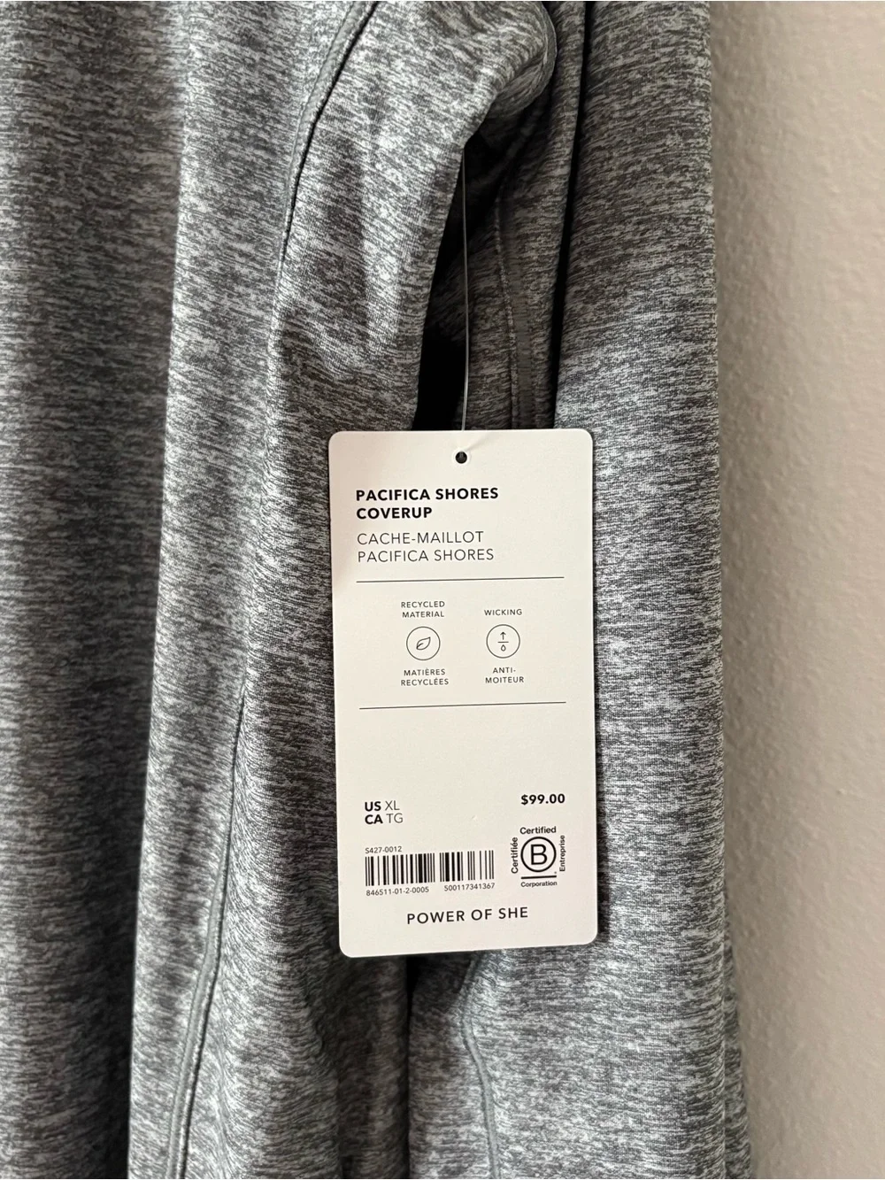 NWT Athleta Women's Pacific Shores Coverup In Heathered Grey Size XL